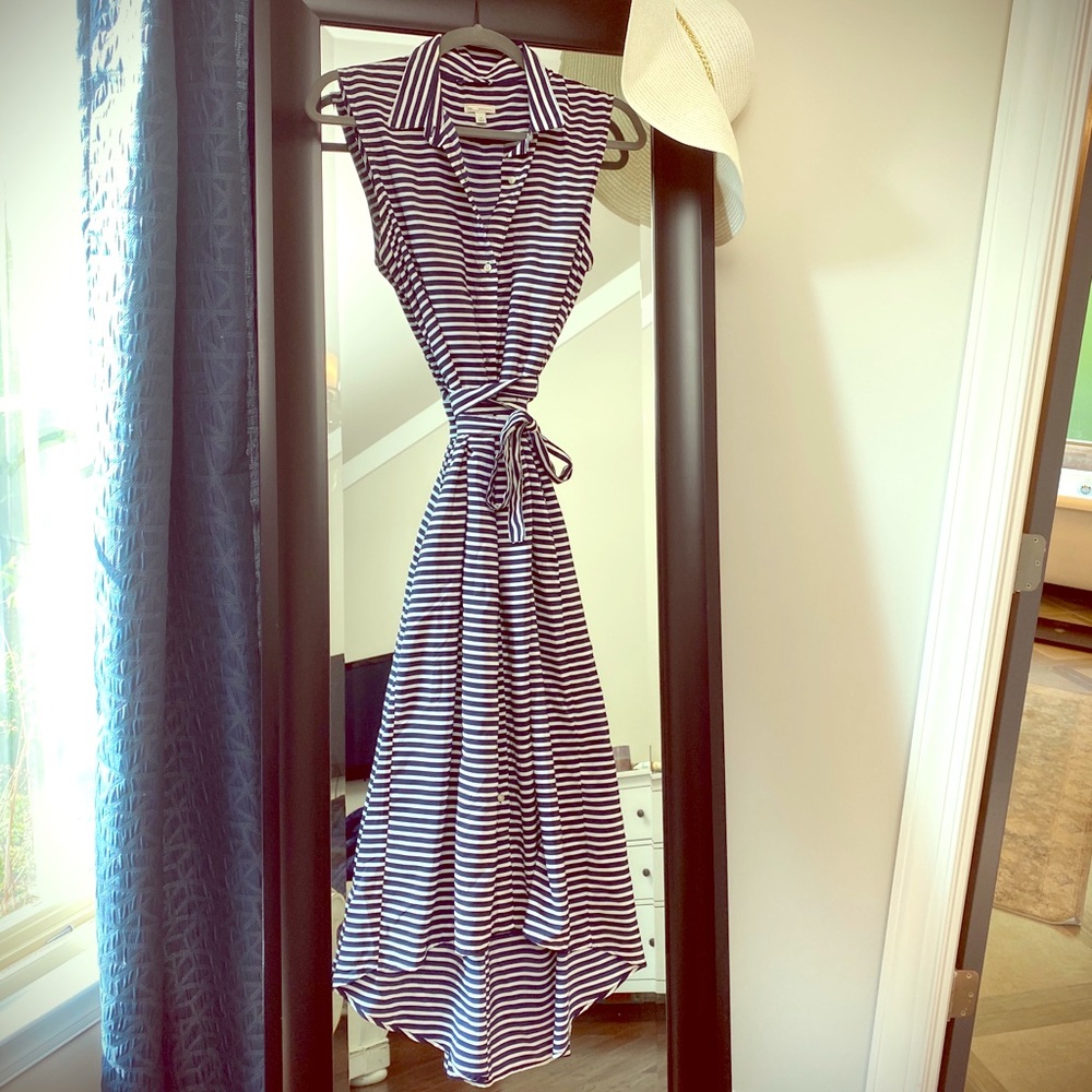 Gap High Low Sleeveless Striped Maxi Dress